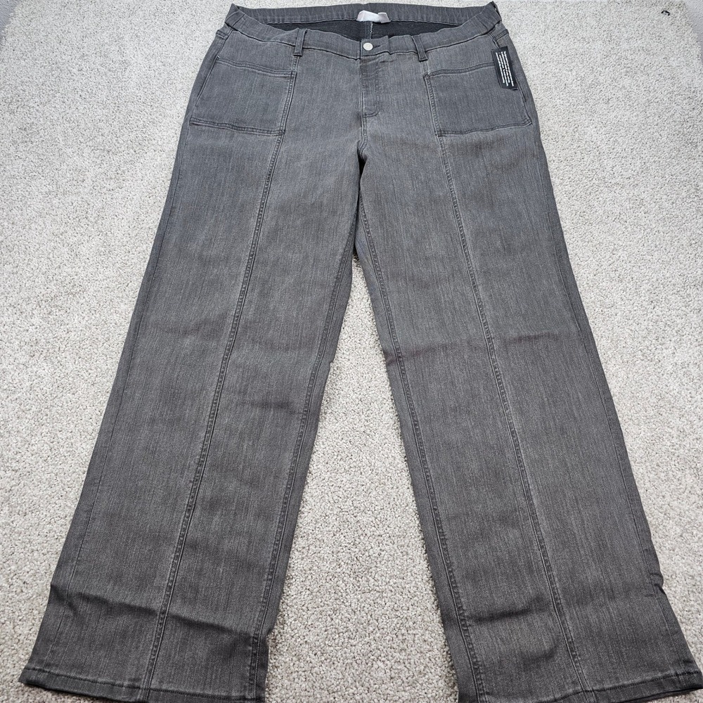 New D&Co Denim Company Womens Gray Wide Leg Utility‎ Jeans Size 22W